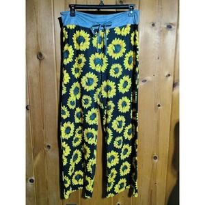 Sunflower print elastic waist casual pants size 3X